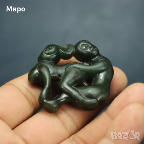 НЕФРИТ СТАТУЕТКА ТАЛИСМАН АМУЛЕТ ЕРОТИКА ЕРОТИЧНА СЦЕНА , снимка 9 - Антикварни и старинни предмети - 40737351