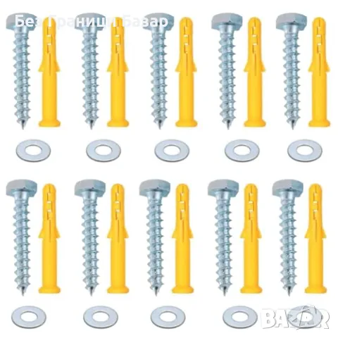 Нов Комплект дюбели и винтове M10x50 мм за устойчиво закрепване стена
