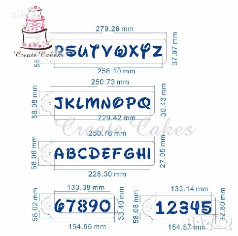 Азбука Дисни стил букви Латиница и цифри числа 5 бр шаблон стенсил спрей торта украса scrapbooking, снимка 2 - Други - 32577366