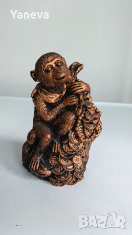 "Трите мъдри маймуни"( 4 см ), бронзова миниатюра и касичка маймунка( 12 см). , снимка 4 - Статуетки - 52978347