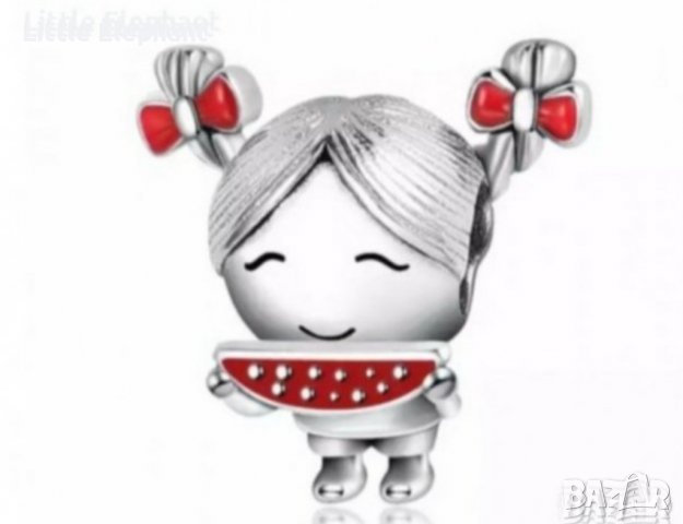 Сребърен висящ елемент Пандора,колекция"Family"-girl with watermelon"/нов