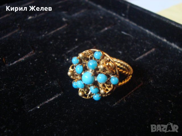 19 ВЕК ПОЗЛАТЕН ТЮРКОАЗЕН БРОНЗОВ ФИЛИГРАН ПРЪСТЕН СТАРО ГРАДСКО БИЖУ СТАР ЮВЕЛИРЕН УНИКАТ 17256, снимка 13 - Антикварни и старинни предмети - 33049750