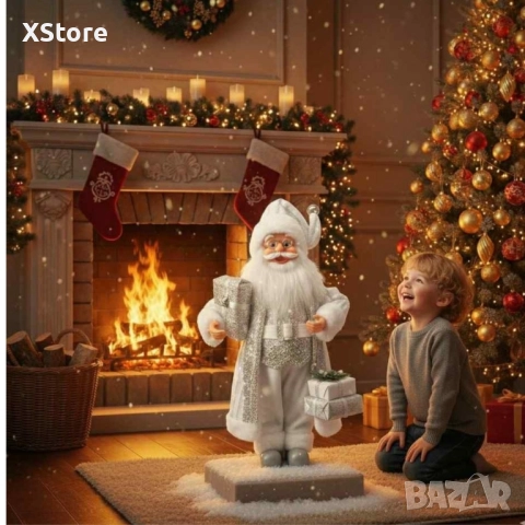 Дядо Коледа в сребристо – празнична фигура, която носи магия и уют у дома (50 / 70 / 90 см), снимка 4 - Декорация за дома - 52362052