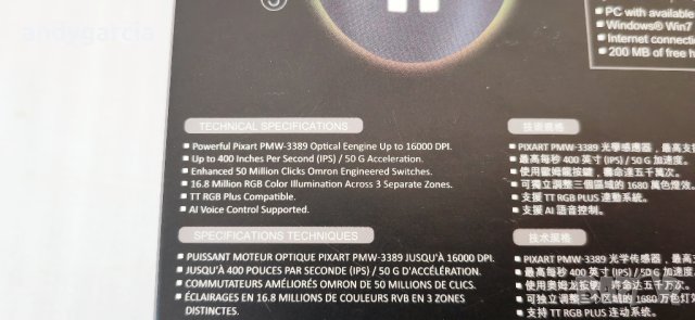 Thermaltake ARGENT M5 RGB гейминг мишка, черен ЧИСТО НОВА запечатана, снимка 9 - Клавиатури и мишки - 40771163