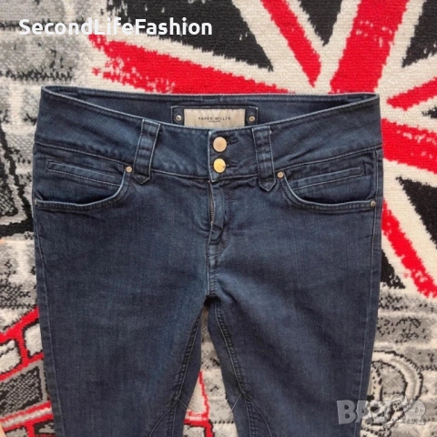 Дамски дънки Karen Millen England, размер US 6 UK 10 EU 38 тъмно сини , снимка 2 - Дънки - 53107483
