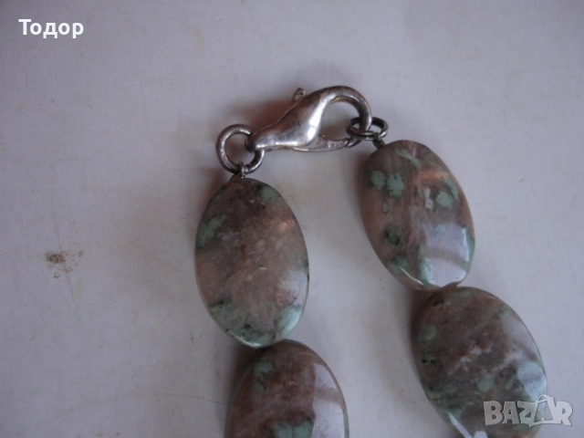 Луксозно  колие от камъни леопардов яспис и сребро , снимка 4 - Колиета, медальони, синджири - 52855335