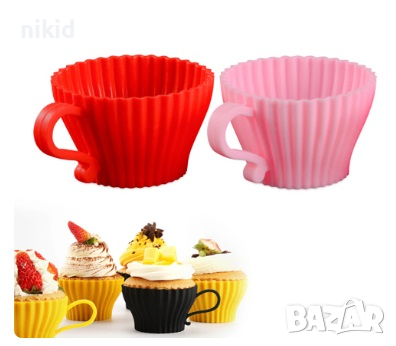 силиконова чашка чаша за поднасяне на десерт шоколада форма мъфин кексче силиконов молд, снимка 4 - Форми - 15582388