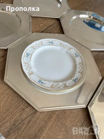 Стилни, посребрени, метални, подложни чинии/ плата 30см, снимка 9 - Чинии - 47331016