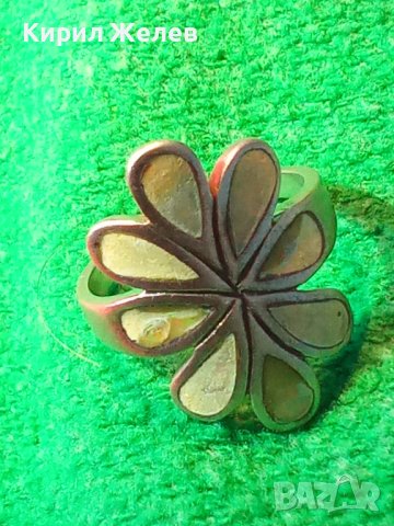 ПРЕКРАСЕН ФЛОРАЛЕН АРТ СРЕБЪРЕН ПРЪСТЕН ЦВЕТЕ СРЕБРО 925 АНГЛИЯ с ШЛИФОВАН КРАЛСКИ СЕДЕФ 39995, снимка 18 - Пръстени - 42613601