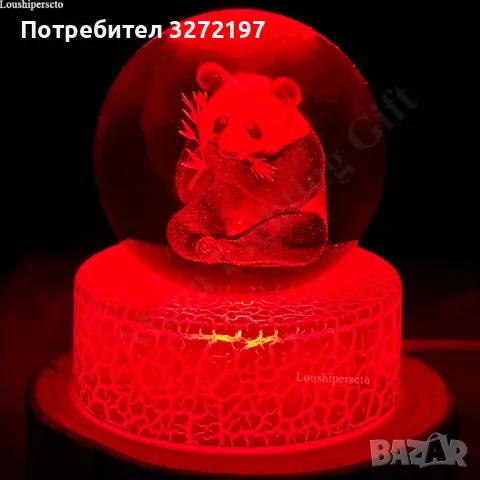 LED Светеща кристална топка/лампа, 3D сензорна-Панда, снимка 4 - Настолни лампи - 50403693