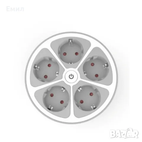 Кръгъл разклонител Muhler с ключ 5 гнезда, 1,5 метра, снимка 4 - Друга електроника - 47703496