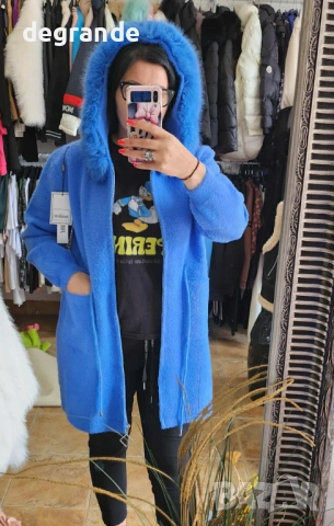 Синя Кашмирена Жилетка, снимка 2 - Жилетки - 51869110