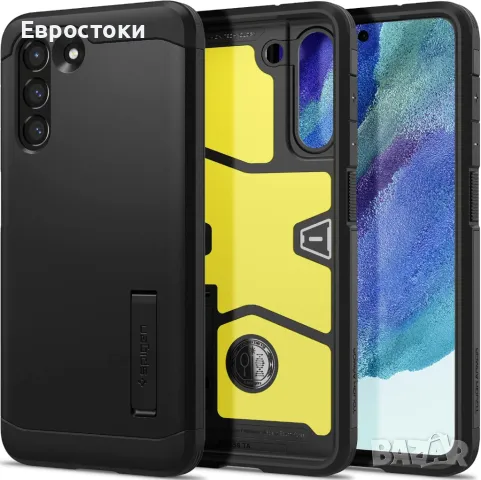 Калъф Spigen Tough Armor, проектиран за Samsung Galaxy S21 FE (2021) – черен