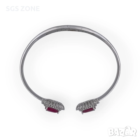 Стилна гривна от стерлингово сребро 925 с рубин, снимка 7 - Гривни - 52793122