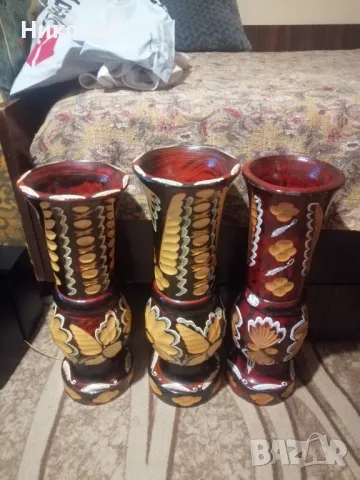 Продавам дървени вази с дърворезба големи, снимка 4 - Вази - 48470986