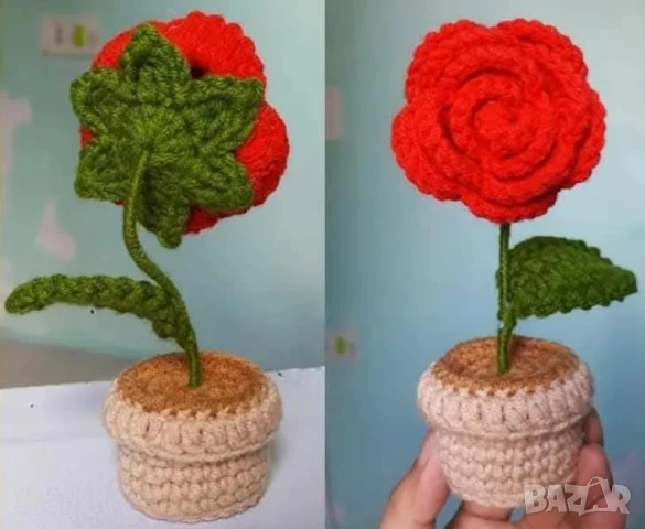 Плетено цвете в саксия  , снимка 5 - Декорация за дома - 51173490