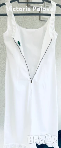 Бяла рокля BENETTON, памук, снимка 17 - Рокли - 41616341
