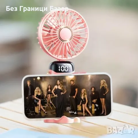 Нови 2 броя портативен USB вентилатор ръчен/за врат/за бюро 5 скорости, снимка 8 - Други стоки за дома - 47525385