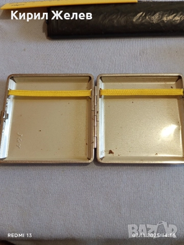 Винтидж метална табакера с кожа за КОЛЕКЦИЯ ДЕКОРАЦИЯ 48958, снимка 2 - Други ценни предмети - 52263963