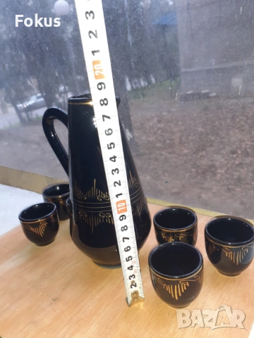 Сервиз за греяна ракия глазирана троянска керамика позлата, снимка 7 - Антикварни и старинни предмети - 53445419