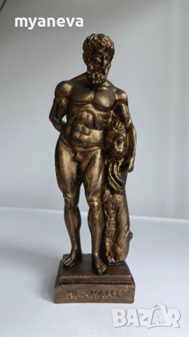 Херкулес в почиваща поза, облегнат на Немейският лъв след като го е победител . , снимка 4 - Статуетки - 53565651