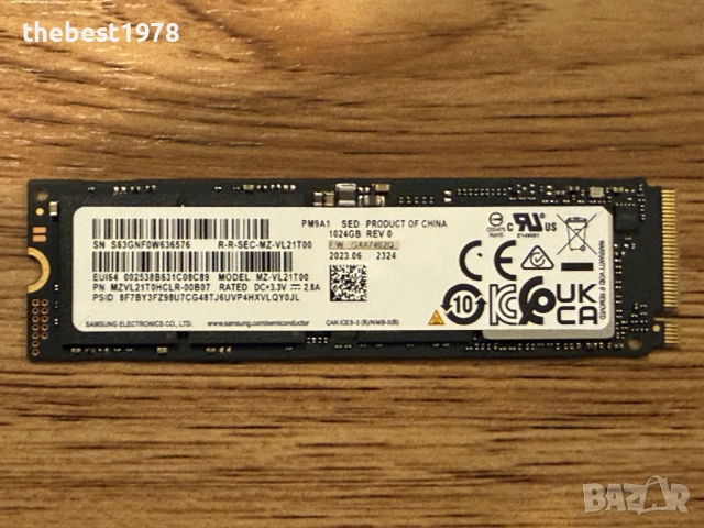 1TB SSD NVMe Gen4 Samsung PM9A1/980 Pro 7000 MB/s