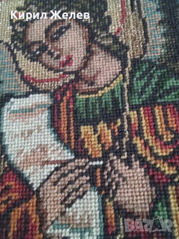 СТАР ГОБЛЕН - АНГЕЛ АРХАНГЕЛ РЕЛИГИЯ МНОГО КРАСИВ в ДЪРВЕНА РАМКА 30912, снимка 10 - Гоблени - 37791573