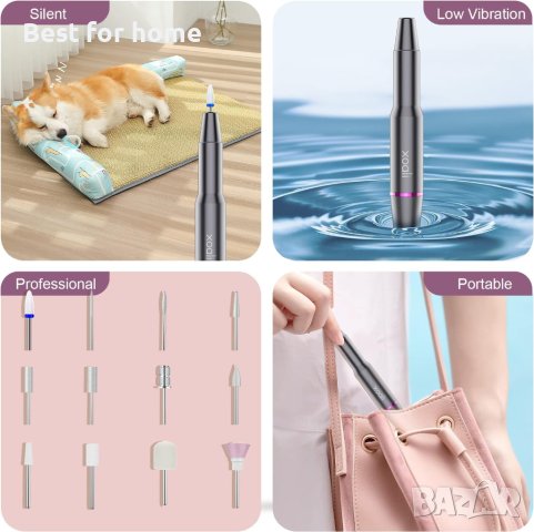 Електрическа пила за маникюр и педикюр,25000RPM, комплект 11 сведла + 1 керамичен,четка, пила, снимка 7 - Електрически пили за пети - 43037670