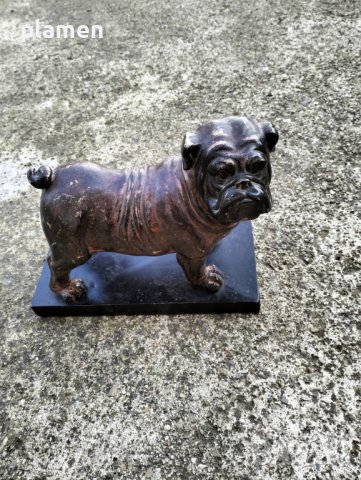 Старинна фигура на френски булдог, снимка 1