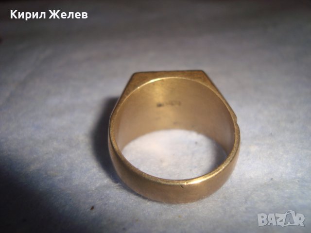 СТАР ПОЗЛАТЕН БРОНЗОВ РЕТРО АРТ ДЕКО ПРЪСТЕН с ПЕЧАТИ 18К 750 за КОЛЕКЦИЯ МАЙСТОРСКА ИЗРАБОТКА 24253, снимка 10 - Антикварни и старинни предмети - 37395524