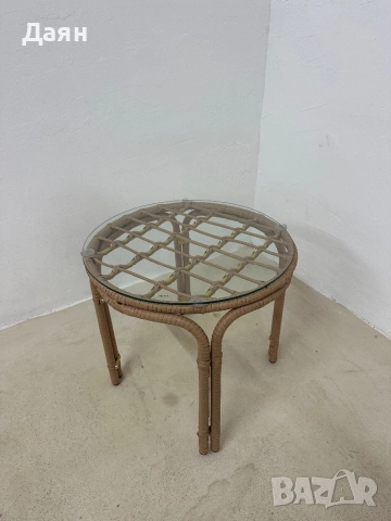 Кръгла градинска масичка от ратан и подсилено стъкло Outsunny , снимка 8 - Градински мебели, декорация  - 52669085