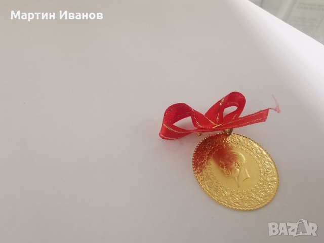 Златна монета Ататюрк , снимка 5 - Колиета, медальони, синджири - 43131204