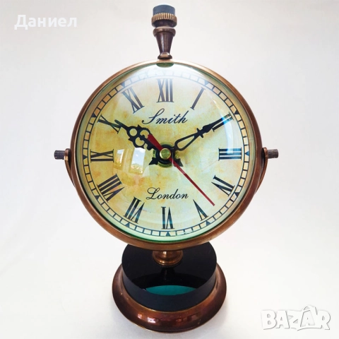 Часовник масивен бронзов настолен с ретро дизайн 