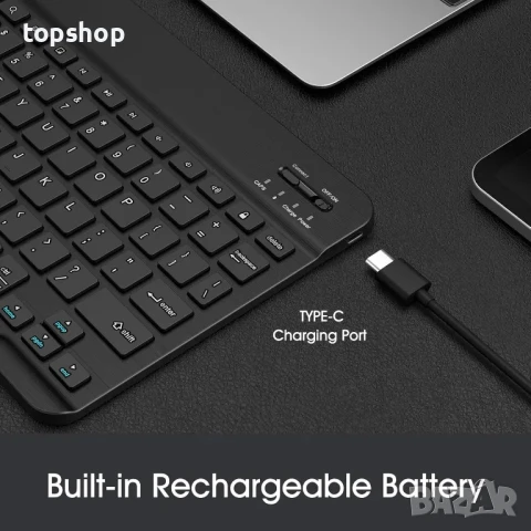 Нова малка безжична клавиатура Fintie за телефон, таблет, iOS, Android, снимка 4 - Клавиатури и мишки - 50493080