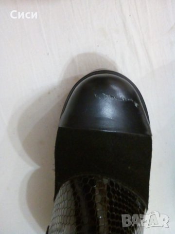 Намаление!!!Черни топли боти на ток,ест кожа, снимка 5 - Дамски боти - 26877772