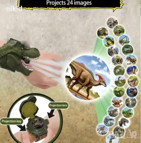 3D глава Динозаври Динозавър Джурасик парк детски часовник прожектор, снимка 2 - Детски - 38128185