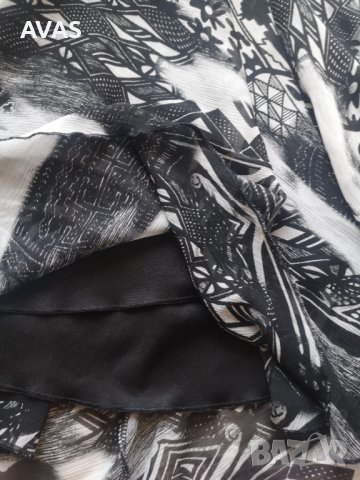Нова лятна рокля черно с бяло/сиво M размер на връзки с подплата, снимка 3 - Рокли - 36880451