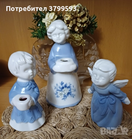 2 порцеланови свещника и един ангел
