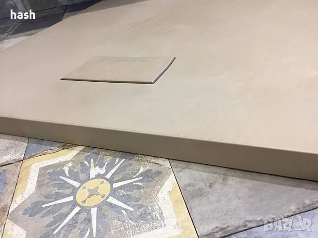 Корито за душ кабина (70 x 90 H 2,5 cm, сив), стъклена смола, ефект на камък, снимка 3 - Други стоки за дома - 48565097