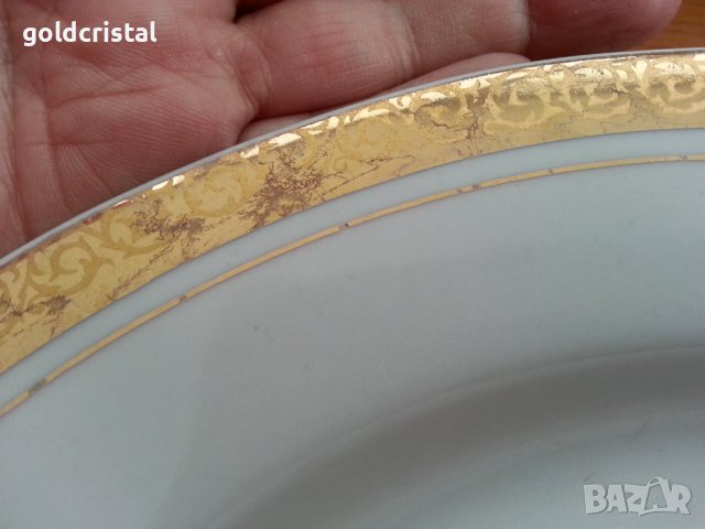 Стар български порцелан чинии с златен кант , снимка 6 - Антикварни и старинни предмети - 39897654