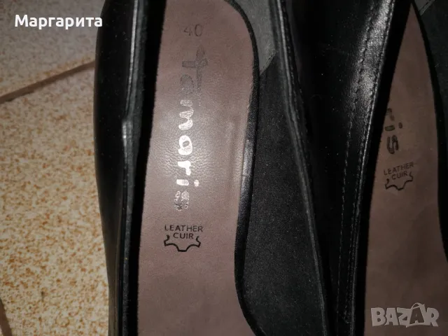 Официални черни обувки Тамарис от естествена кожа номер 40, снимка 5 - Дамски обувки на ток - 50047567