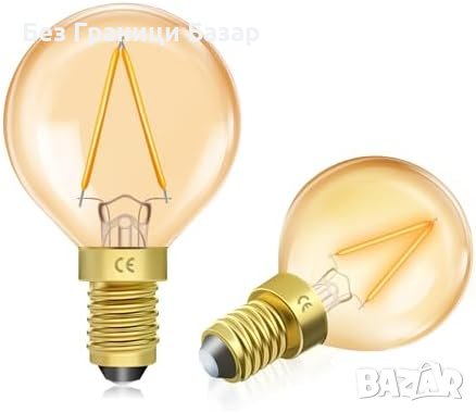 Нов комплект 2 броя LED Крушки E14 Топло Бяла 1.5W Винтидж Декоративна 