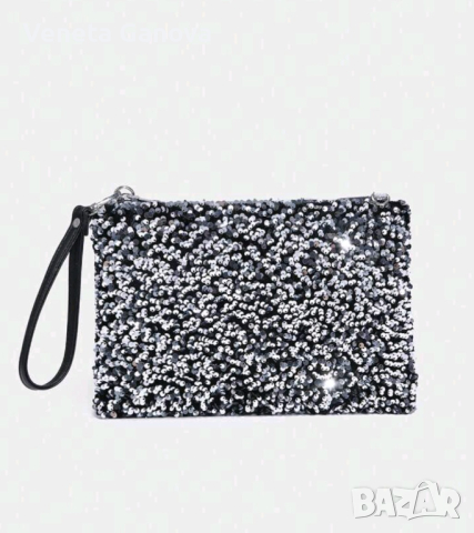 Сребърна или черна вечерна дамска чанта за рък, снимка 11 - Чанти - 44905720