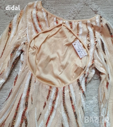 Официална рокля с пайети и пера , снимка 2 - Рокли - 52108981