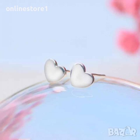 Сребърни обеци - Сърца Класик 925 BX545, снимка 1