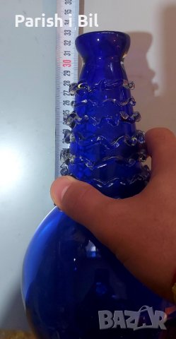 Синя стъклена ваза, снимка 9 - Вази - 38875151