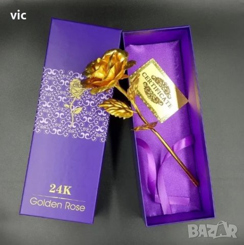 Промо! Оригинална позлатена роза 24К роза + кутия, снимка 3 - Декорация за дома - 27934488