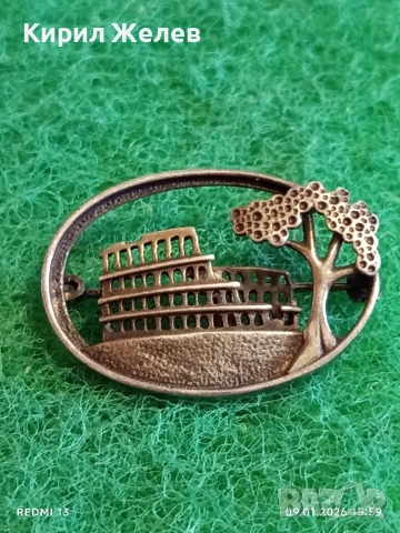 Винтидж сребърна брошка Колизеума Рим ювелирна изработка 52617, снимка 2 - Колиета, медальони, синджири - 53045010