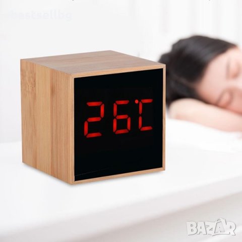 Настолен електронен светещ часовник на ток вътрешна температура стая, снимка 2 - Други - 29017030