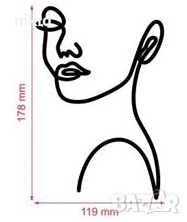 3 вид Абстрактно дамско лице контур черен топер украса декор торта, снимка 3 - Други - 36932873